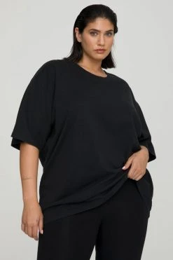 GOOD AMERICAN Terry Essentials ESSENTIAL OVERSIZE TEE | BLACK001