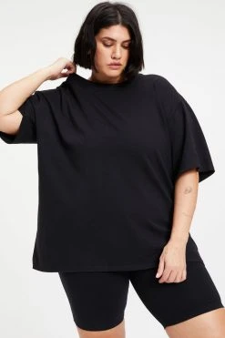 GOOD AMERICAN ESSENTIAL BOYFRIEND CREW TEE | BLACK001