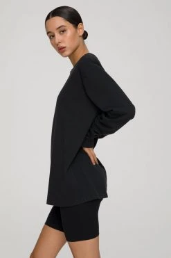 GOOD AMERICAN Terry Essentials ESSENTIAL LONG SLEEVE TEE | BLACK001