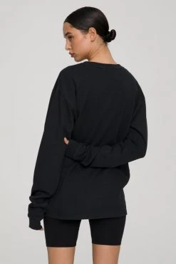 GOOD AMERICAN Terry Essentials ESSENTIAL LONG SLEEVE TEE | BLACK001