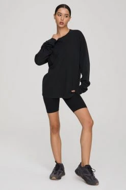 GOOD AMERICAN Terry Essentials ESSENTIAL LONG SLEEVE TEE | BLACK001