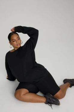 GOOD AMERICAN Terry Essentials ESSENTIAL LONG SLEEVE TEE | BLACK001