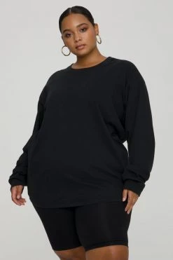 GOOD AMERICAN Terry Essentials ESSENTIAL LONG SLEEVE TEE | BLACK001