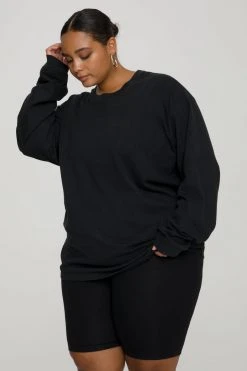 GOOD AMERICAN Terry Essentials ESSENTIAL LONG SLEEVE TEE | BLACK001