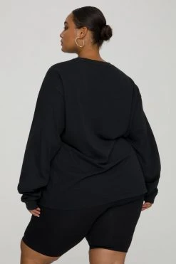 GOOD AMERICAN Terry Essentials ESSENTIAL LONG SLEEVE TEE | BLACK001