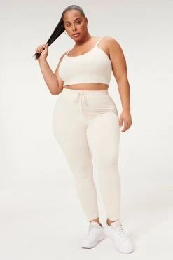 GOOD AMERICAN Tees & Tops ESSENTIAL STRAPPY CROP TANK | BONE001