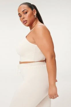 GOOD AMERICAN Tees & Tops ESSENTIAL STRAPPY CROP TANK | BONE001