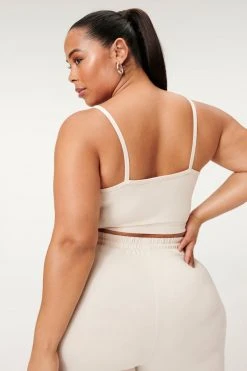 GOOD AMERICAN Tees & Tops ESSENTIAL STRAPPY CROP TANK | BONE001