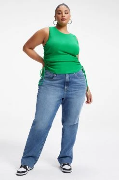 GOOD AMERICAN RUCHED TANK | SUMMER GREEN002