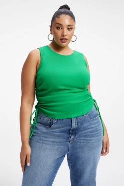 GOOD AMERICAN RUCHED TANK | SUMMER GREEN002