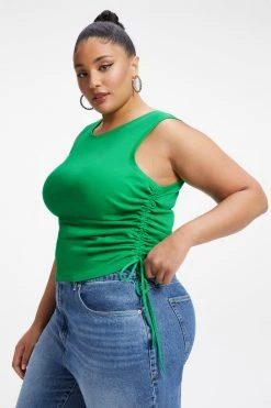 GOOD AMERICAN RUCHED TANK | SUMMER GREEN002