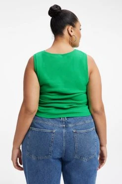 GOOD AMERICAN RUCHED TANK | SUMMER GREEN002