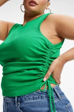 GOOD AMERICAN RUCHED TANK | SUMMER GREEN002