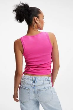 GOOD AMERICAN RUCHED TANK | HAWAIIAN PINK 001 Tops
