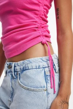 GOOD AMERICAN RUCHED TANK | HAWAIIAN PINK 001 Tops