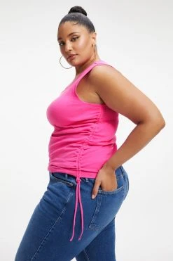 GOOD AMERICAN RUCHED TANK | HAWAIIAN PINK 001 Tops