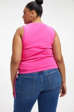 GOOD AMERICAN RUCHED TANK | HAWAIIAN PINK 001 Tops