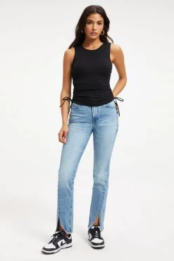 GOOD AMERICAN Tops RUCHED TANK | BLACK001