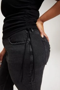 GOOD AMERICAN Tops RUCHED TANK | BLACK001