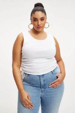 GOOD AMERICAN RUCHED TANK | WHITE001 Tops