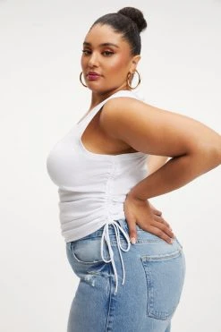 GOOD AMERICAN RUCHED TANK | WHITE001 Tops