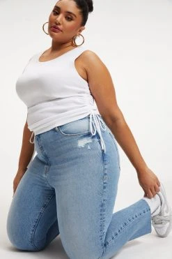 GOOD AMERICAN RUCHED TANK | WHITE001 Tops