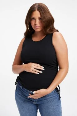 GOOD AMERICAN MATERNITY RUCHED TANK | BLACK001 Tops
