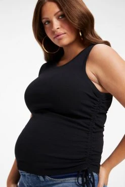 GOOD AMERICAN MATERNITY RUCHED TANK | BLACK001 Tops