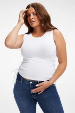 GOOD AMERICAN MATERNITY RUCHED TANK | WHITE001