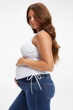 GOOD AMERICAN MATERNITY RUCHED TANK | WHITE001