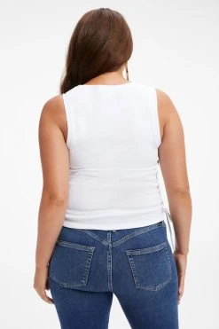 GOOD AMERICAN MATERNITY RUCHED TANK | WHITE001