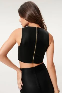 Cheap ⭐ GOOD AMERICAN BETTER THAN LEATHER CROP TOP | BLACK001 Tops 🥰 17 GOOD AMERICAN BETTER THAN LEATHER CROP TOP | BLACK001 Tops