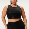 GOOD AMERICAN BETTER THAN LEATHER CROP TOP | BLACK001 Tops