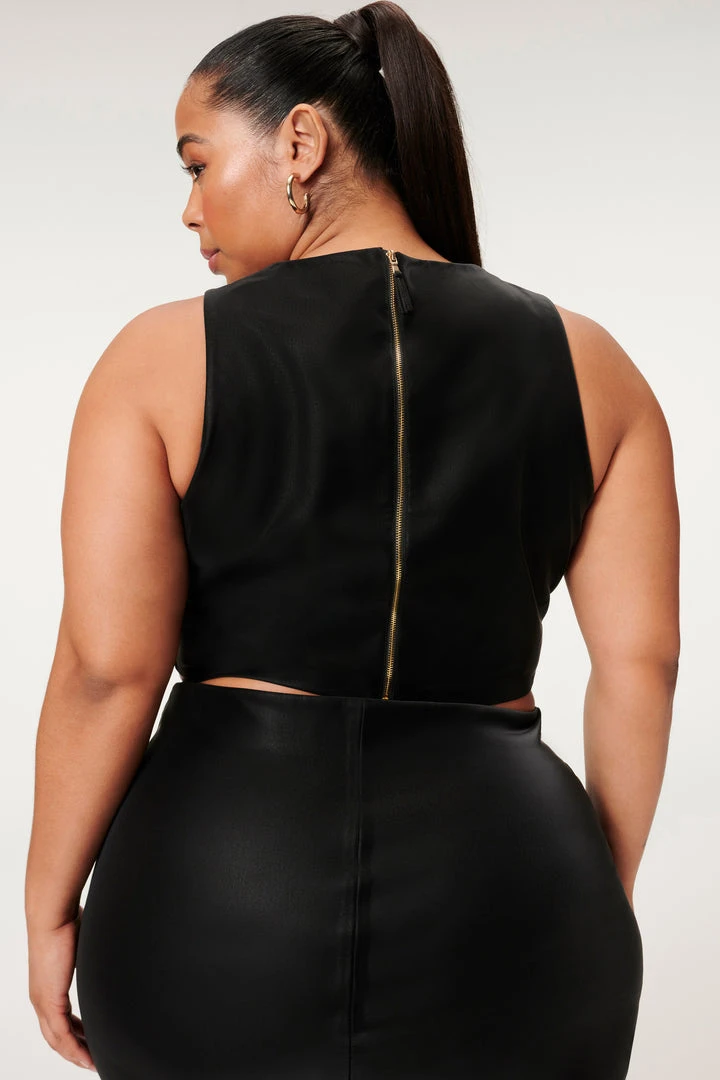 Cheap ⭐ GOOD AMERICAN BETTER THAN LEATHER CROP TOP | BLACK001 Tops 🥰 11 GOOD AMERICAN BETTER THAN LEATHER CROP TOP | BLACK001 Tops