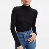 GOOD AMERICAN Tees & Tops SHINE MOCK TURTLENECK | BLACK001