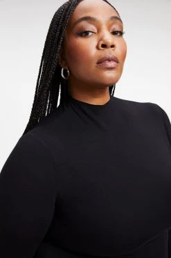 GOOD AMERICAN Tees & Tops SHINE MOCK TURTLENECK | BLACK001