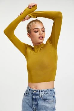 GA-SALE Tees & Tops SHINE MOCK TURTLENECK | PICKLED OLIVE001