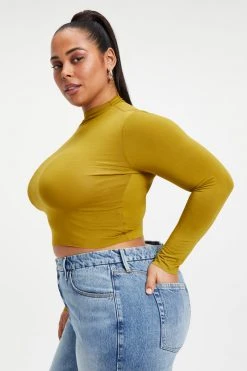 GA-SALE Tees & Tops SHINE MOCK TURTLENECK | PICKLED OLIVE001