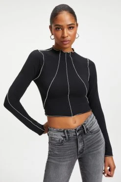 GA-SALE KNIT MOCK TURTLENECK | BLACK001