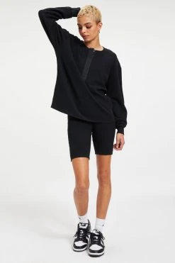 GOOD AMERICAN Sweats THERMAL BOYFRIEND HENLEY | BLACK001