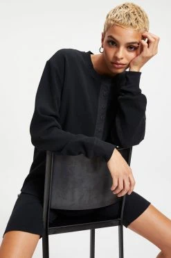 GOOD AMERICAN Sweats THERMAL BOYFRIEND HENLEY | BLACK001