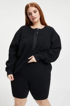 GOOD AMERICAN Sweats THERMAL BOYFRIEND HENLEY | BLACK001