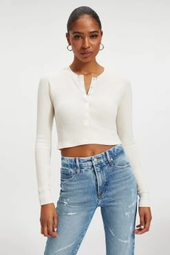 GOOD AMERICAN THERMAL FITTED HENLEY | BONE001 Tees & Tops