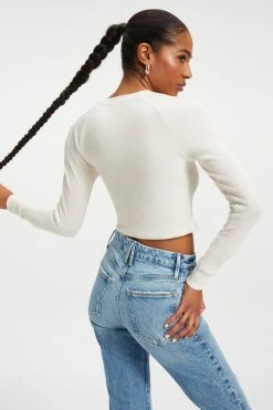 GOOD AMERICAN THERMAL FITTED HENLEY | BONE001 Tees & Tops