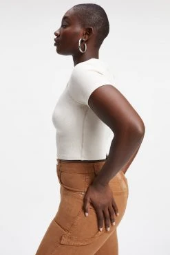 GOOD AMERICAN THERMAL CROPPED TEE | BONE001
