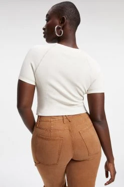 GOOD AMERICAN THERMAL CROPPED TEE | BONE001
