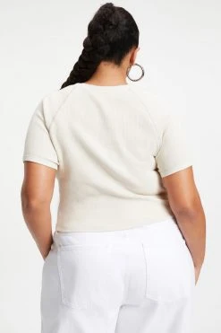 GOOD AMERICAN THERMAL CROPPED TEE | BONE001