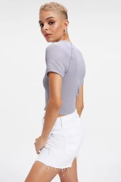 Discount ⭐ GA-SALE THERMAL CROPPED TEE | LILAC MIST001 🌟 18 GA-SALE THERMAL CROPPED TEE | LILAC MIST001