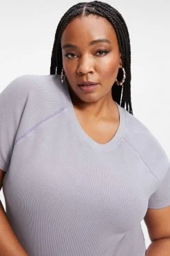 Discount ⭐ GA-SALE THERMAL CROPPED TEE | LILAC MIST001 🌟 15 GA-SALE THERMAL CROPPED TEE | LILAC MIST001