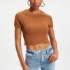 GA-SALE THERMAL CROPPED TEE | RUST001